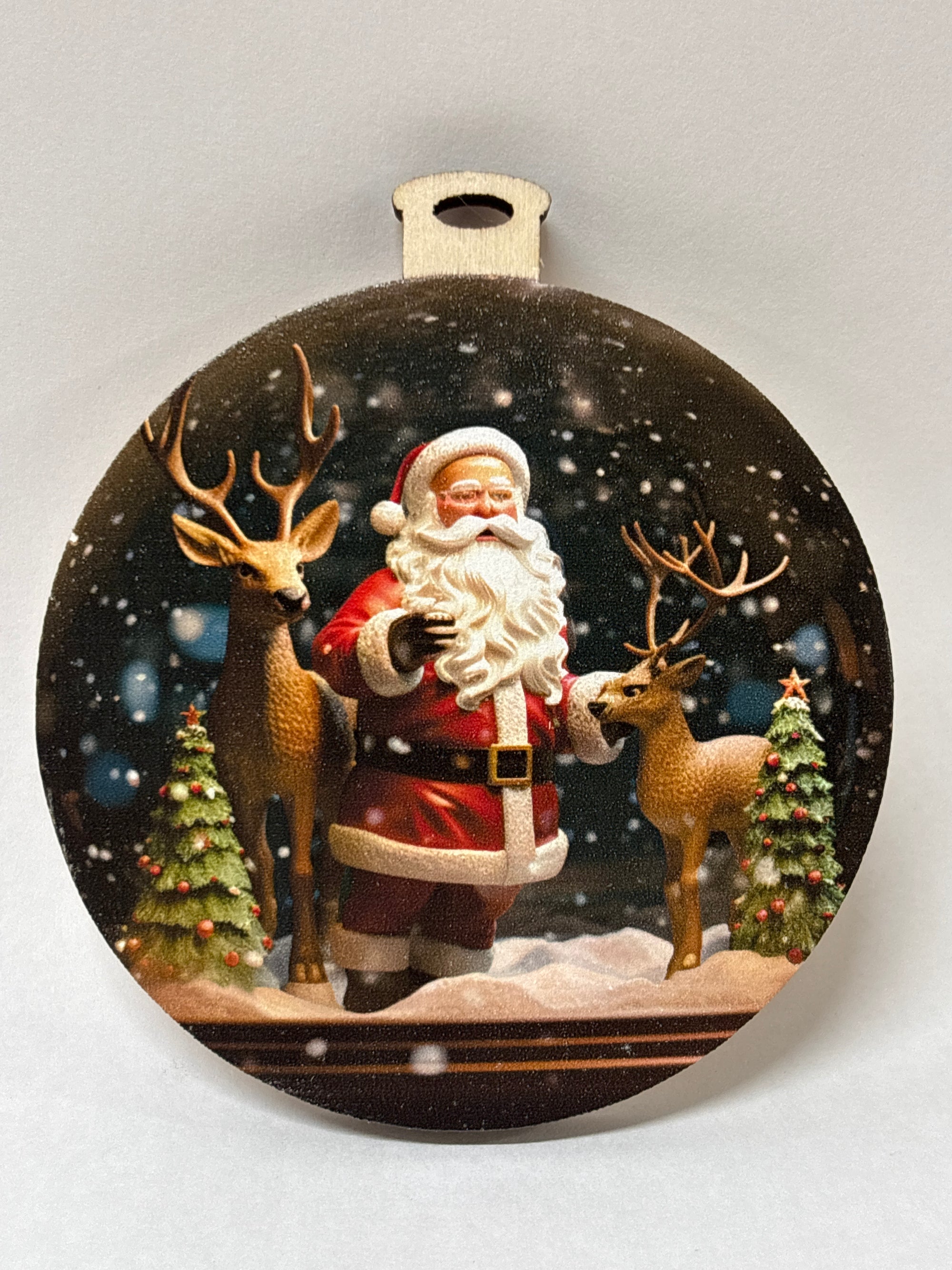 Santa with Two Reindeer SG Ornament