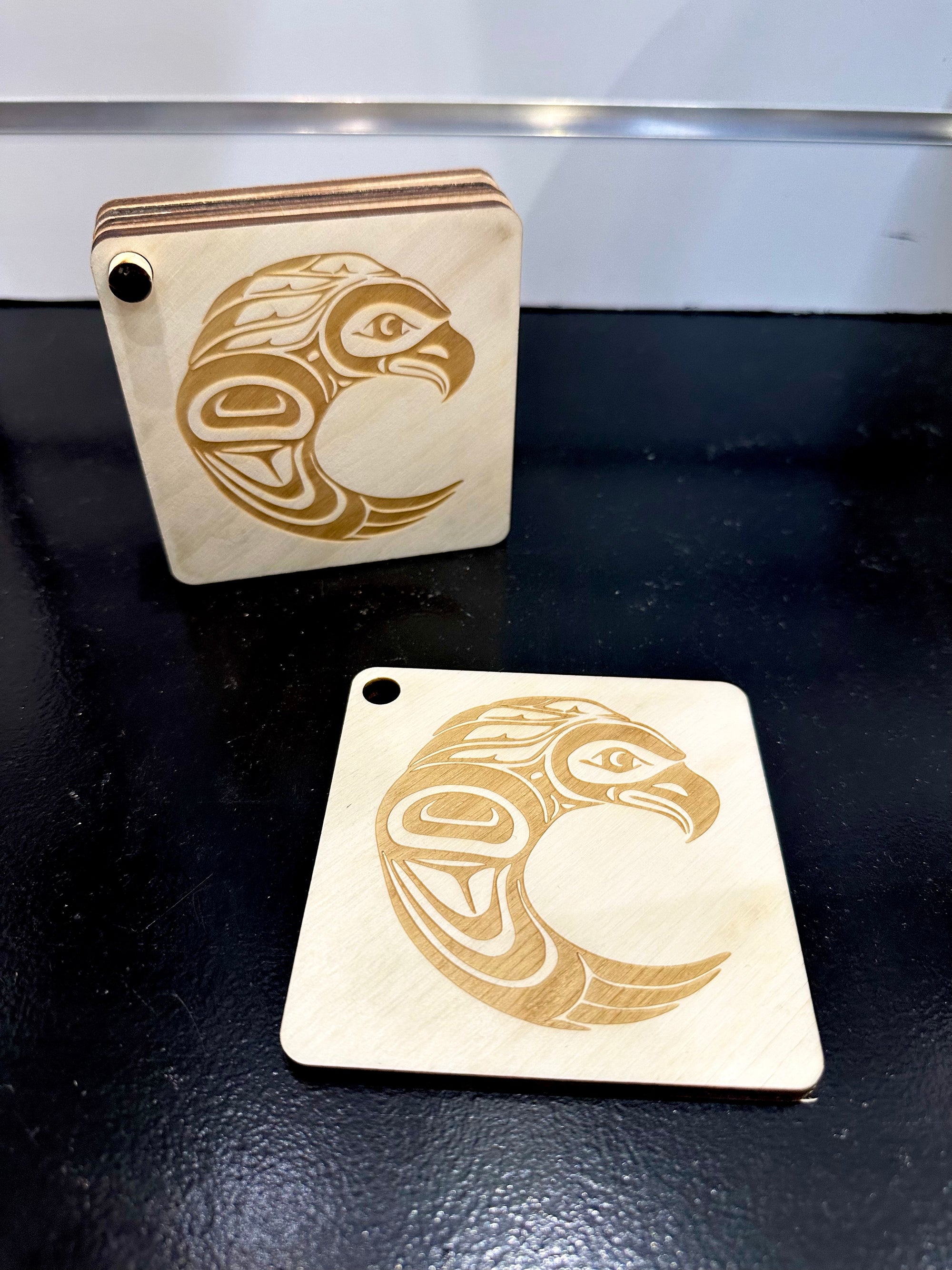 Crescent Moon with Eagle Coaster Set