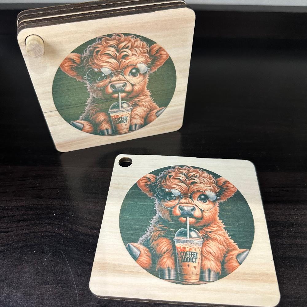 Coffee Addict Cow Coaster Set