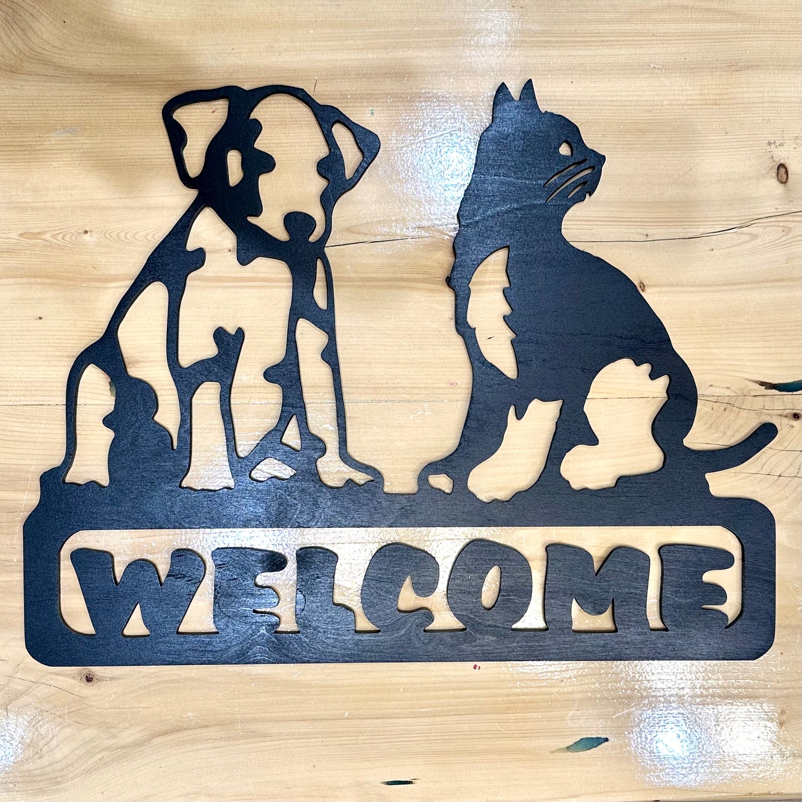Welcome Cat and Dog Sign