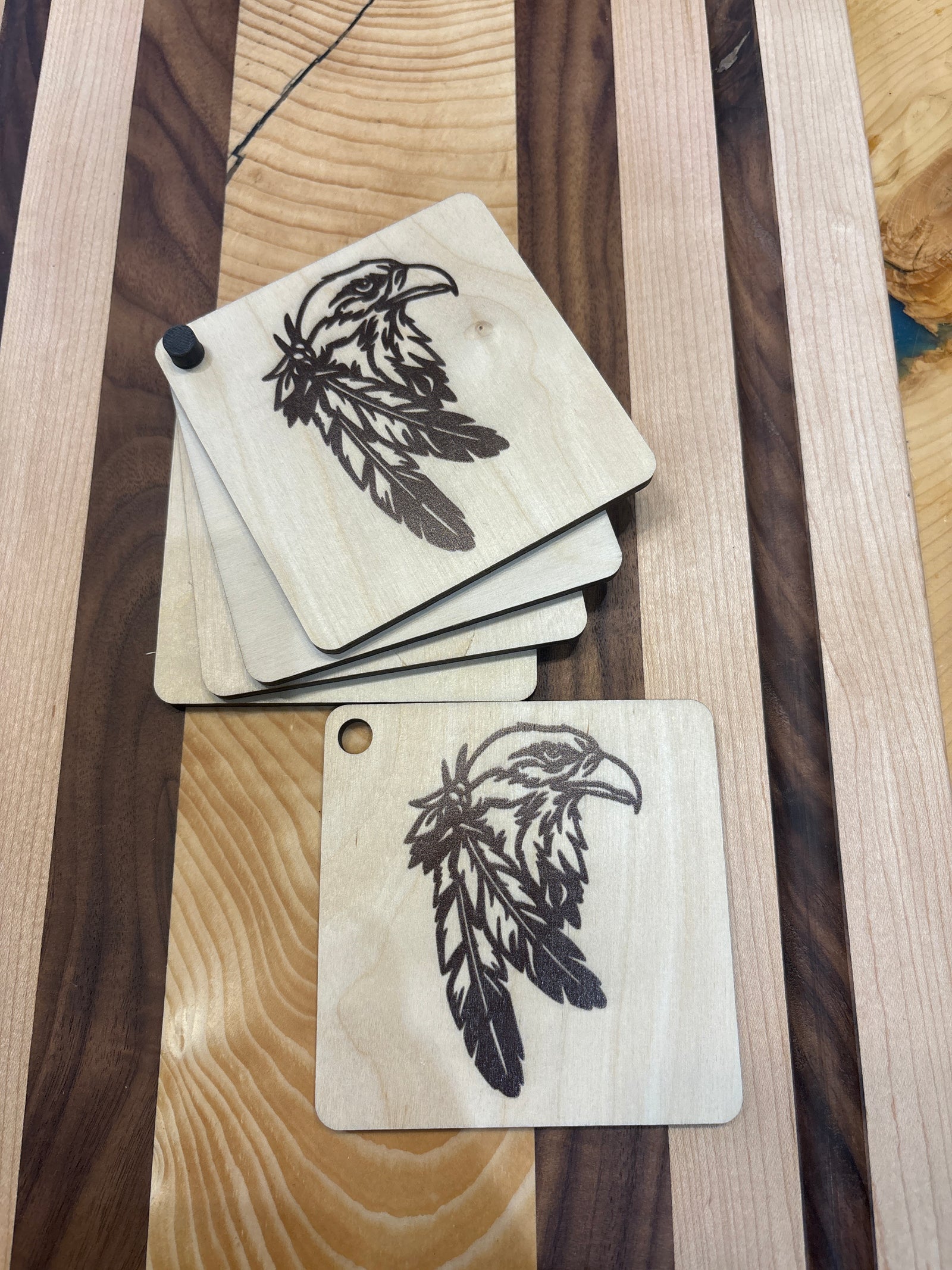 Eagle with Feathers Coaster Set