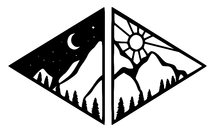 Triangle Sun and Moon with mountains