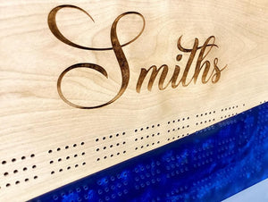 Crib board with epoxy and name engraving