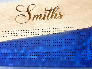 Crib board with epoxy and name engraving