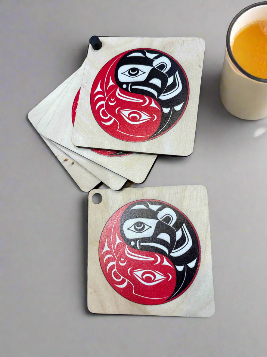 Ying Yang Eagle Coaster Set