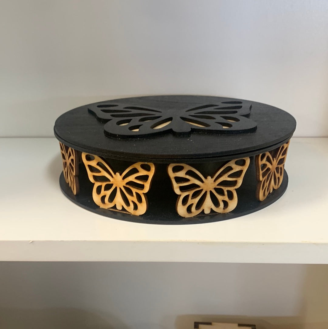 Round Butterfly Box With Lid