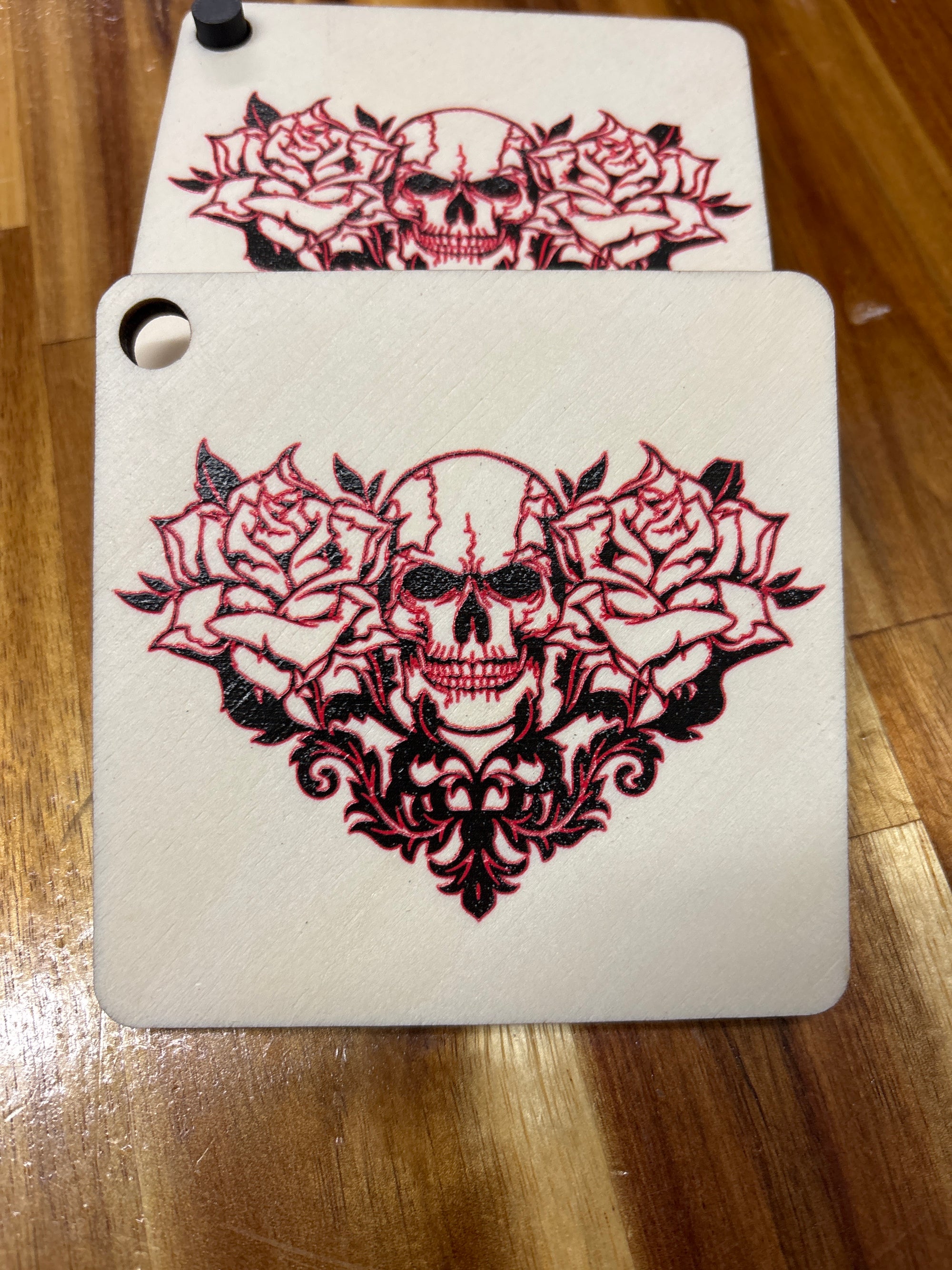 Skull In Heart Of Roses Coaster Set