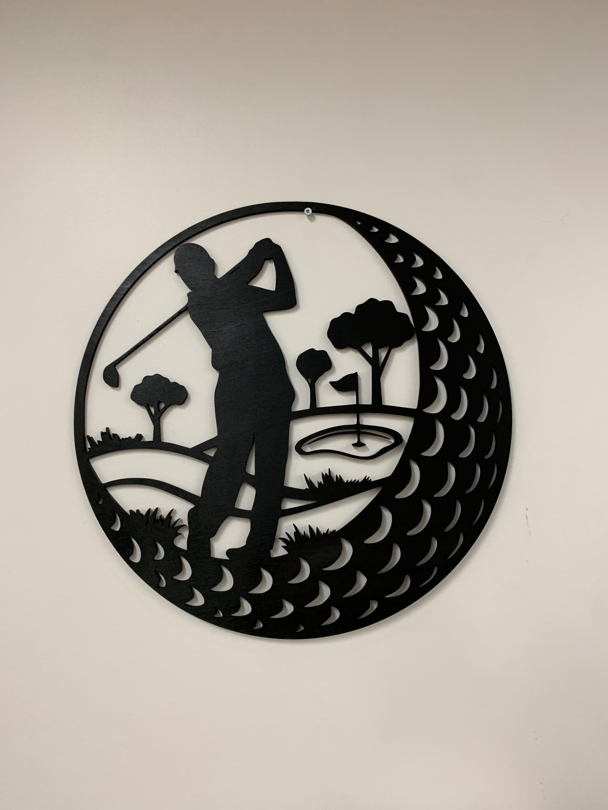 Golf Swing Scene - Wooden Wall Art