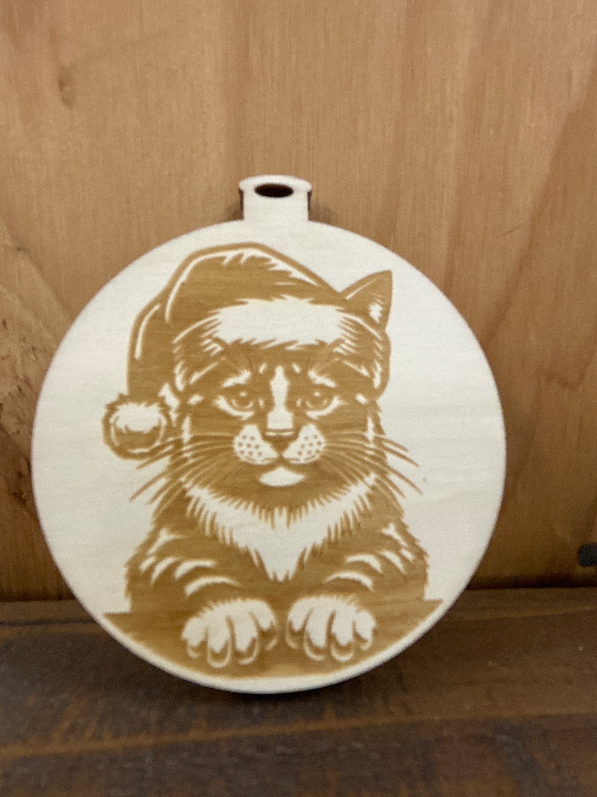 Kitty Ornament w_Santa hat