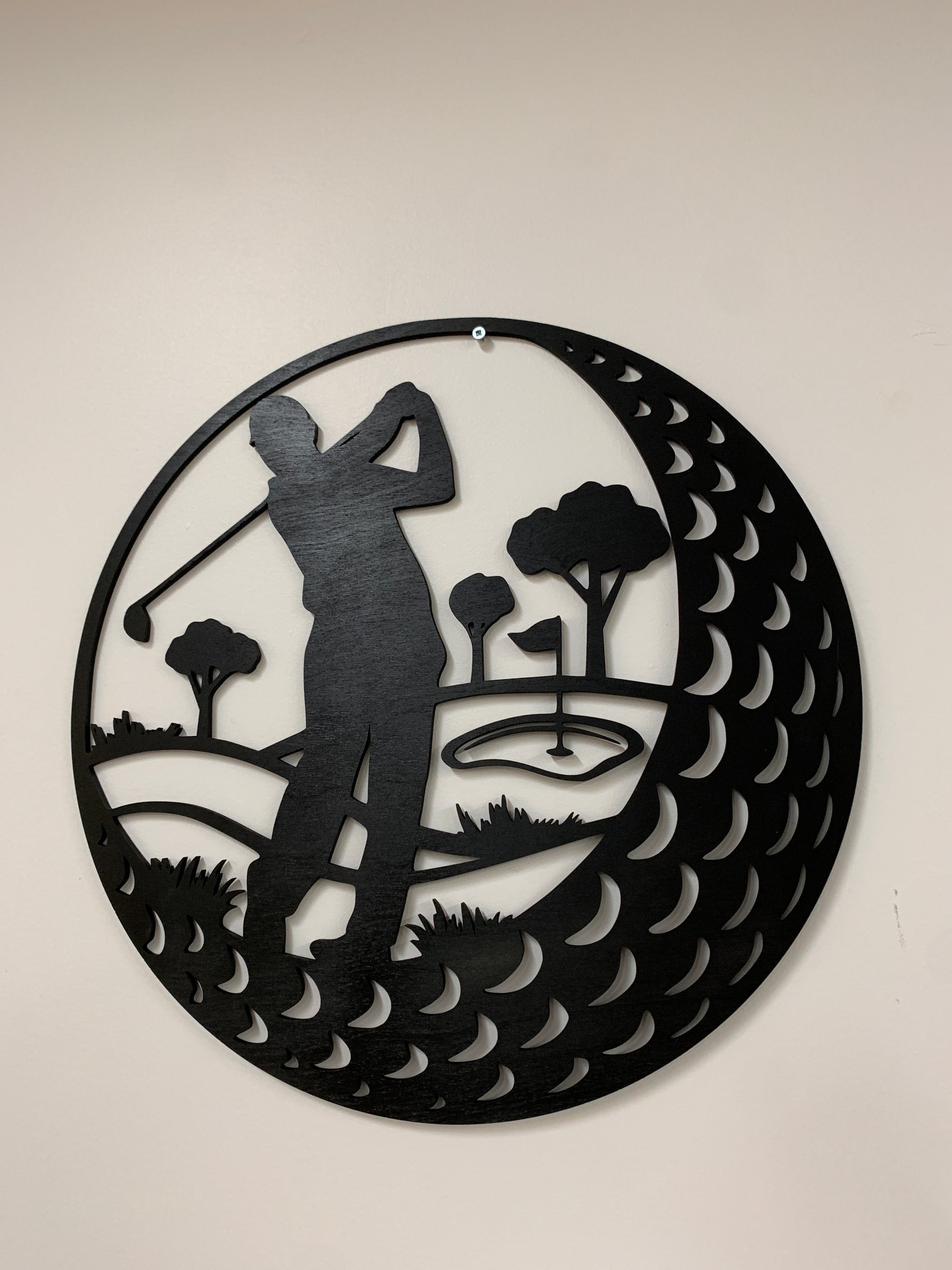 Golf Swing Scene - Wooden Wall Art