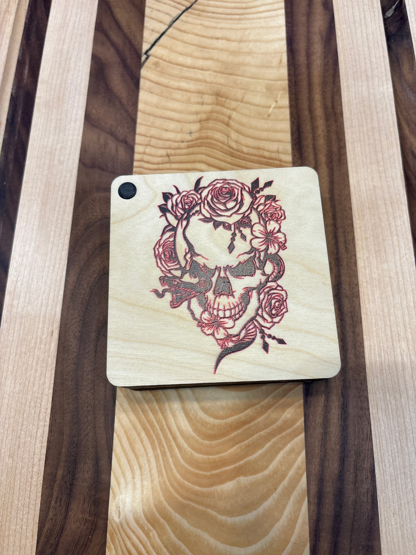 Skull Head with Snake and Roses Coaster Set