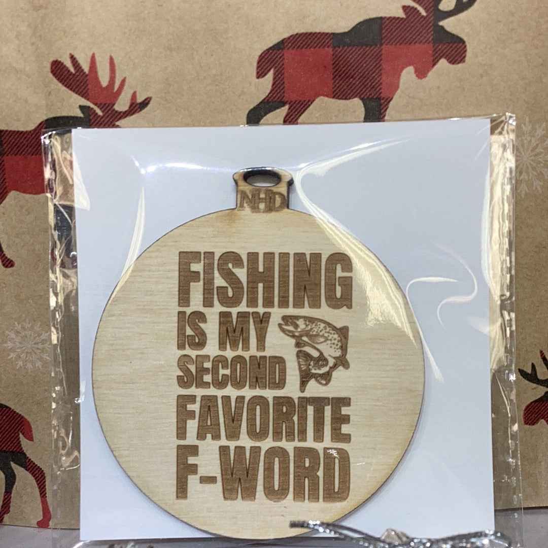 F is for fishing ornament