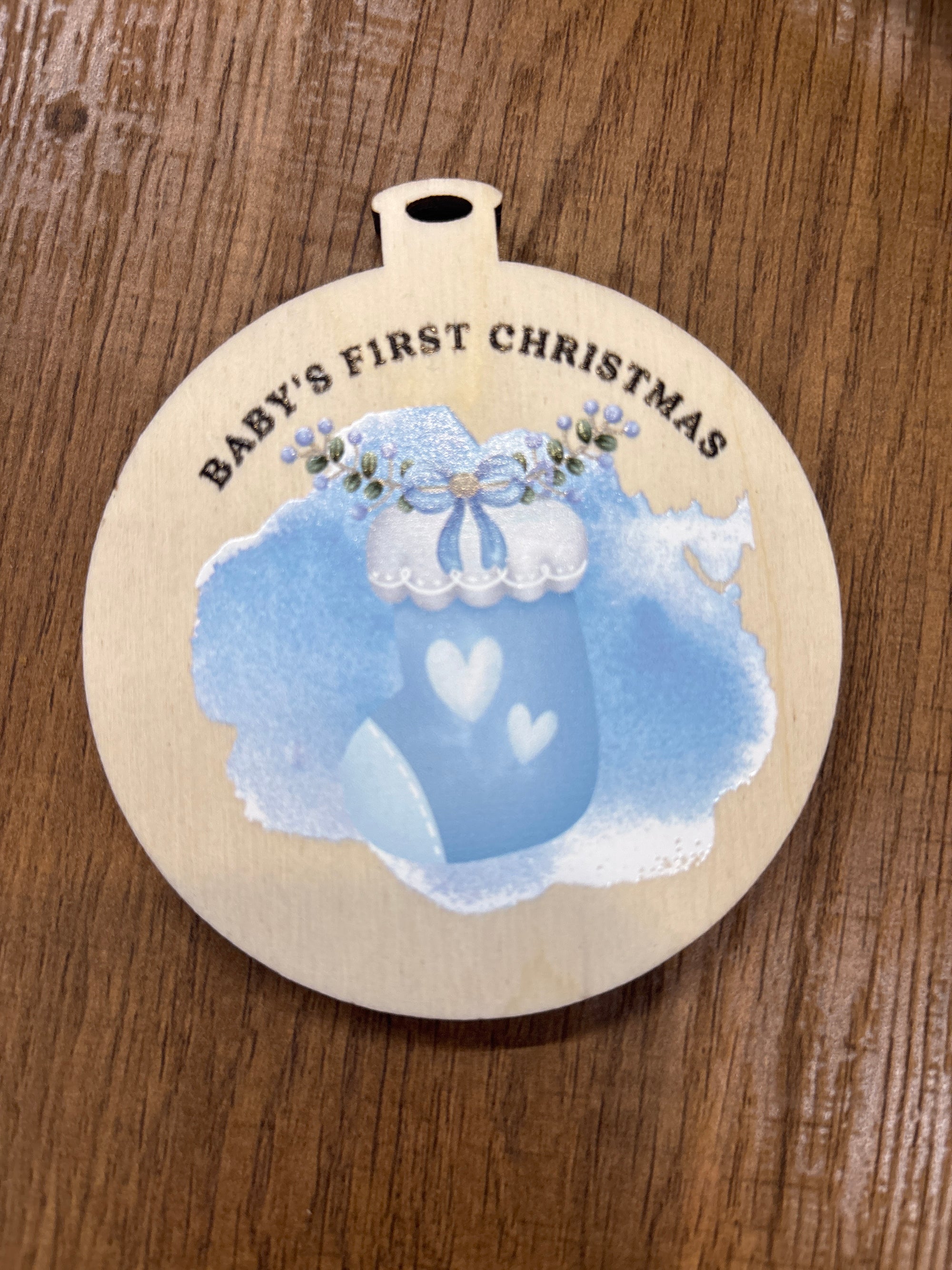 Baby's First Christmas Blue Stocking Ornament