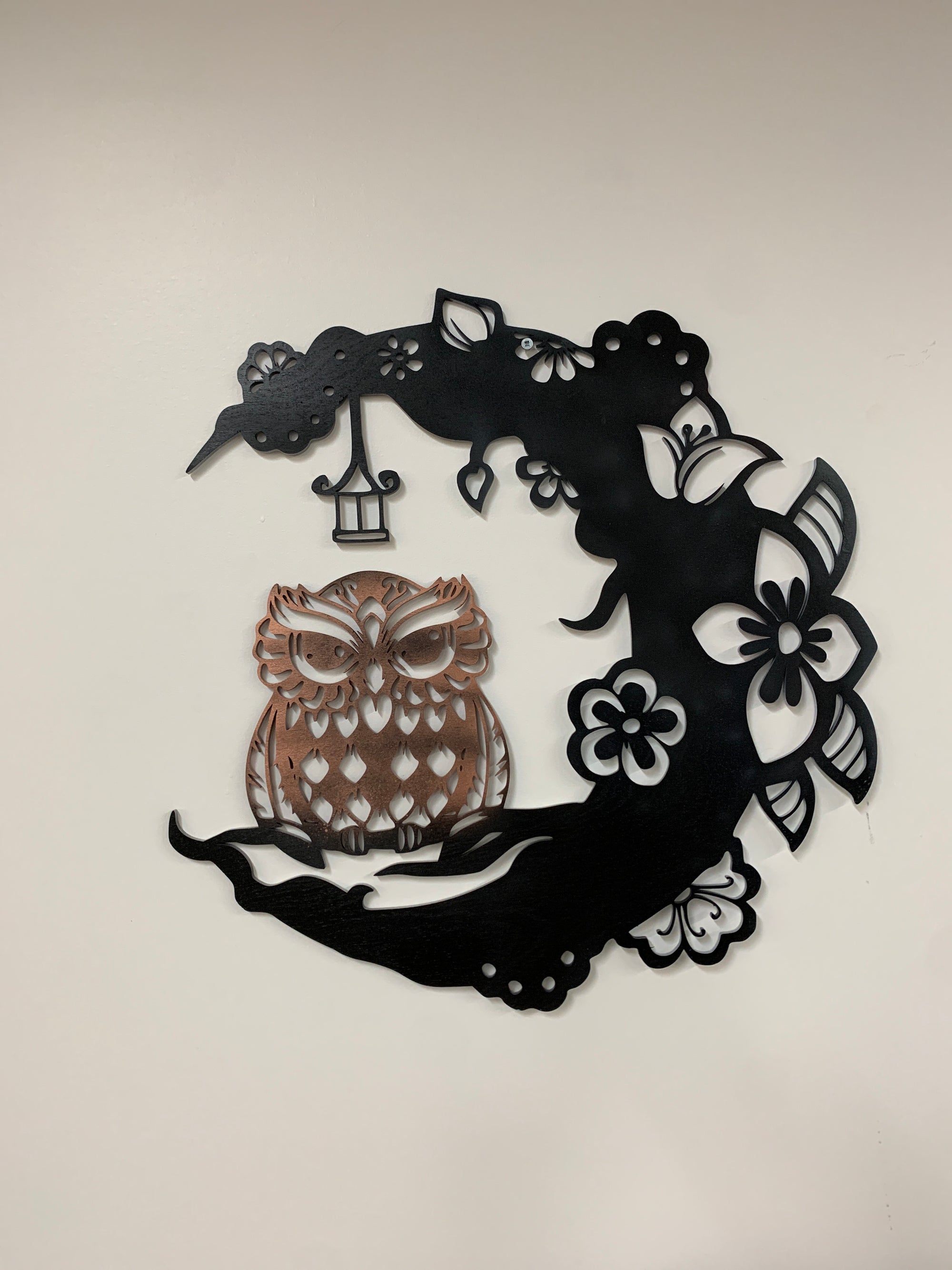 Owl Perch Scene - Wooden Wall Art