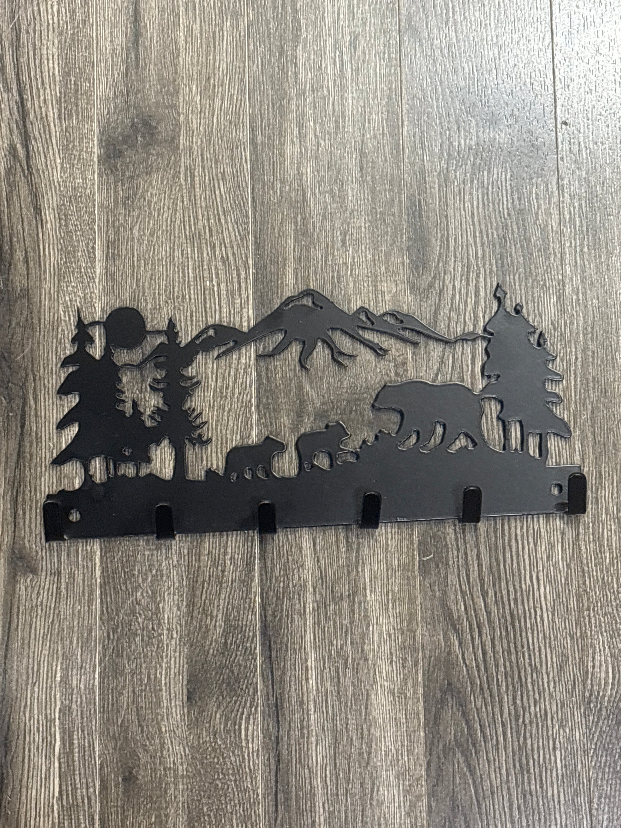 Steel Bear with Cubs Key Hook