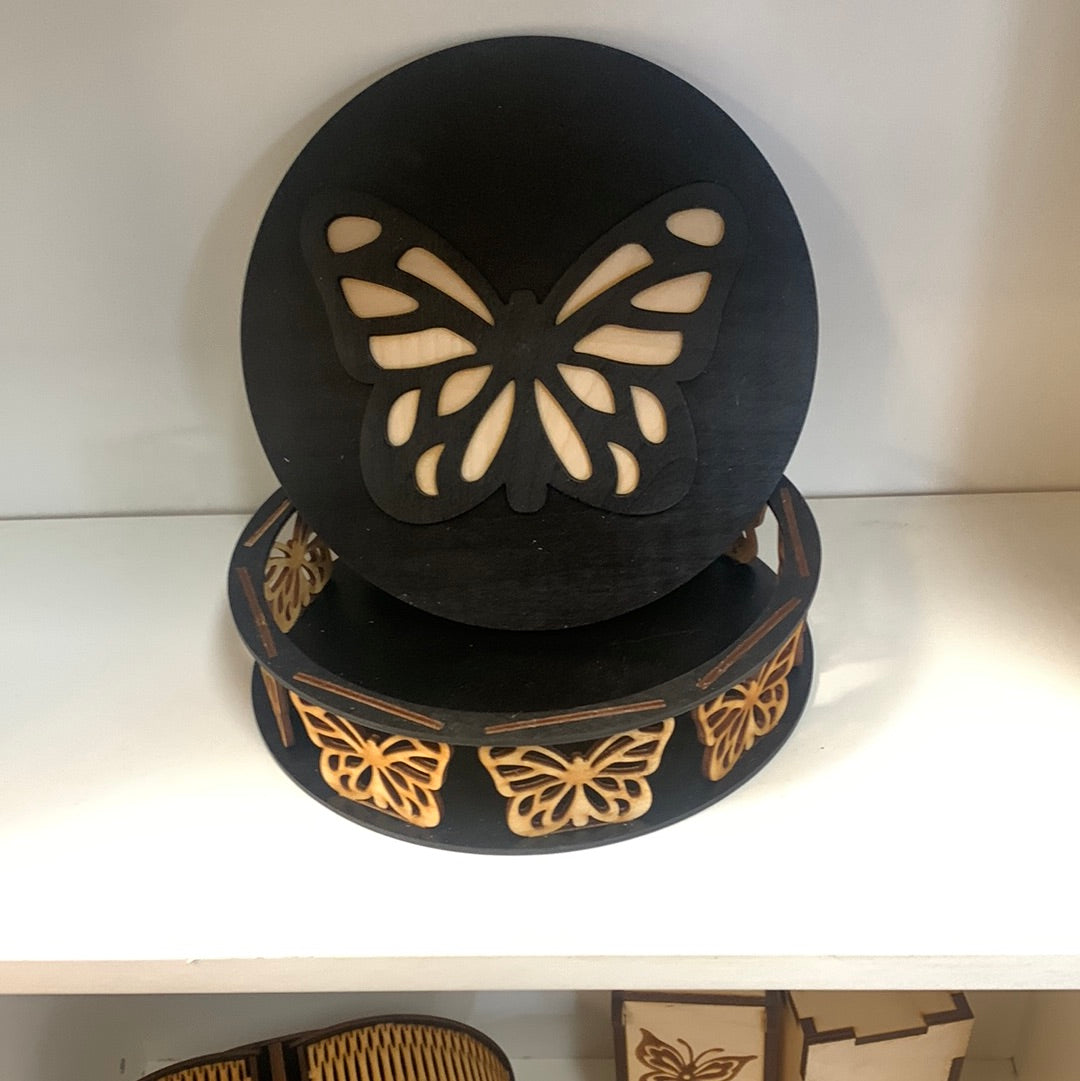 Round Butterfly Box With Lid