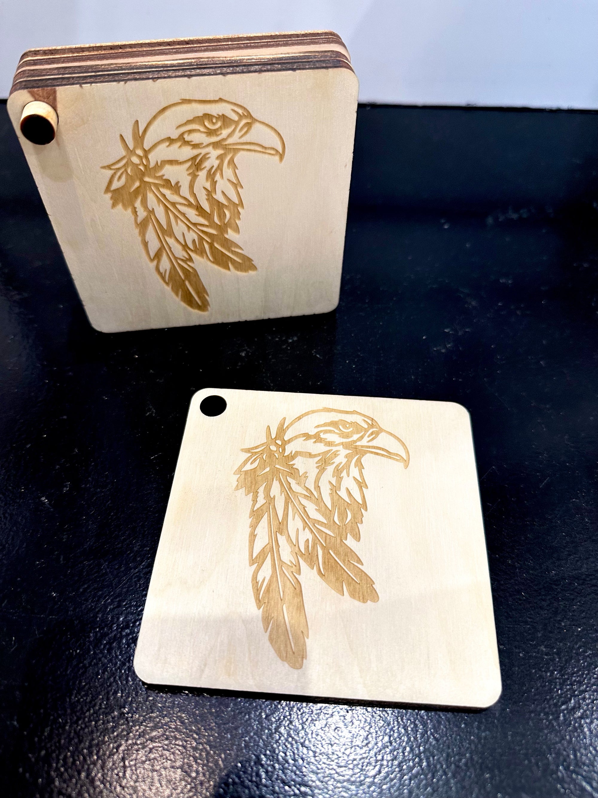 Eagle with Feathers Coaster Set