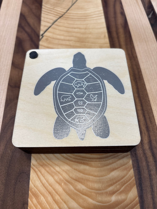Turtle with Medicine Wheel Coaster Set | Engraved - Northern Hart Designs