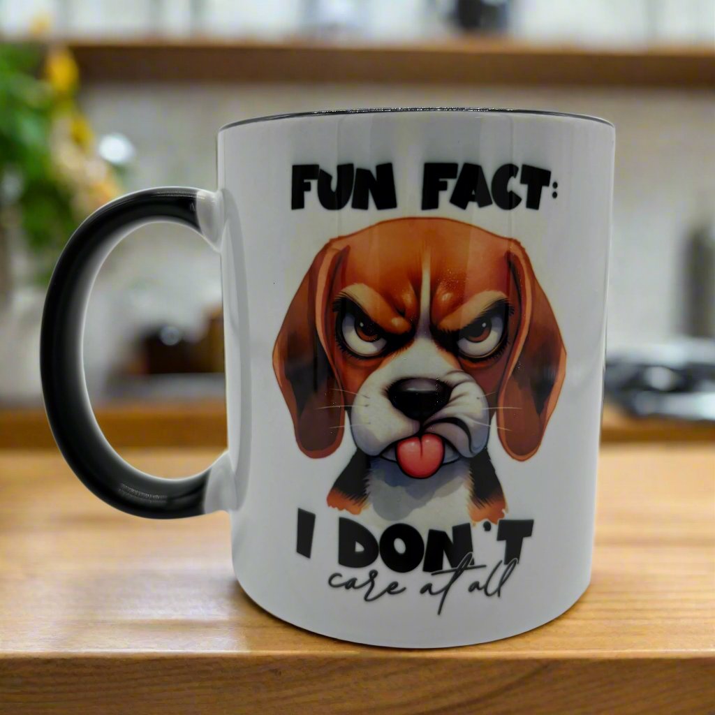Grumpy Beagle Fun Fact I Don't Care At All Ceramic Mug