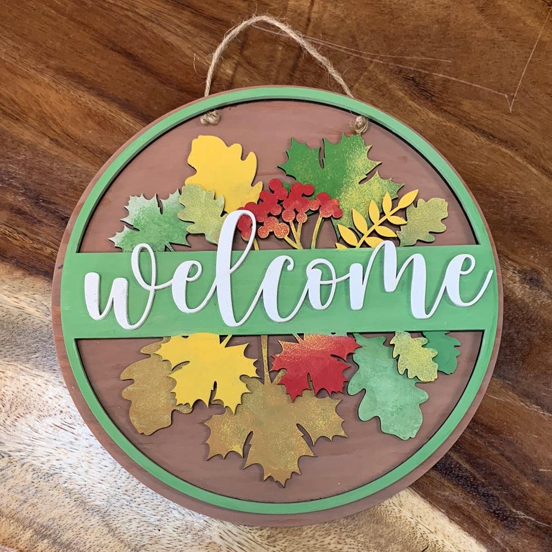 Fall leaves welcome sign - Northern Heart Designs