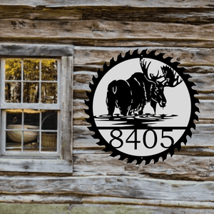 Moose Saw Blade address sign - Northern Hart Designs
