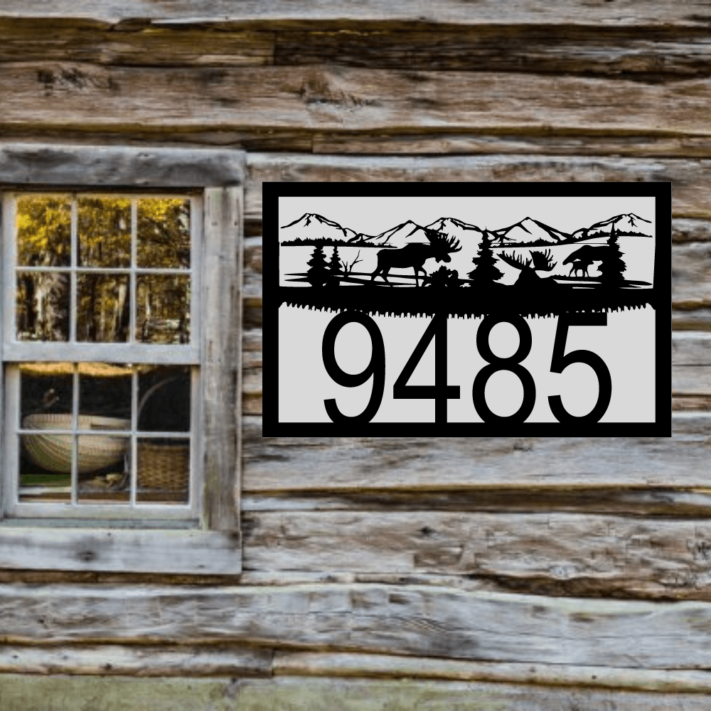 Moose Scene Address Sign - Northern Hart Designs