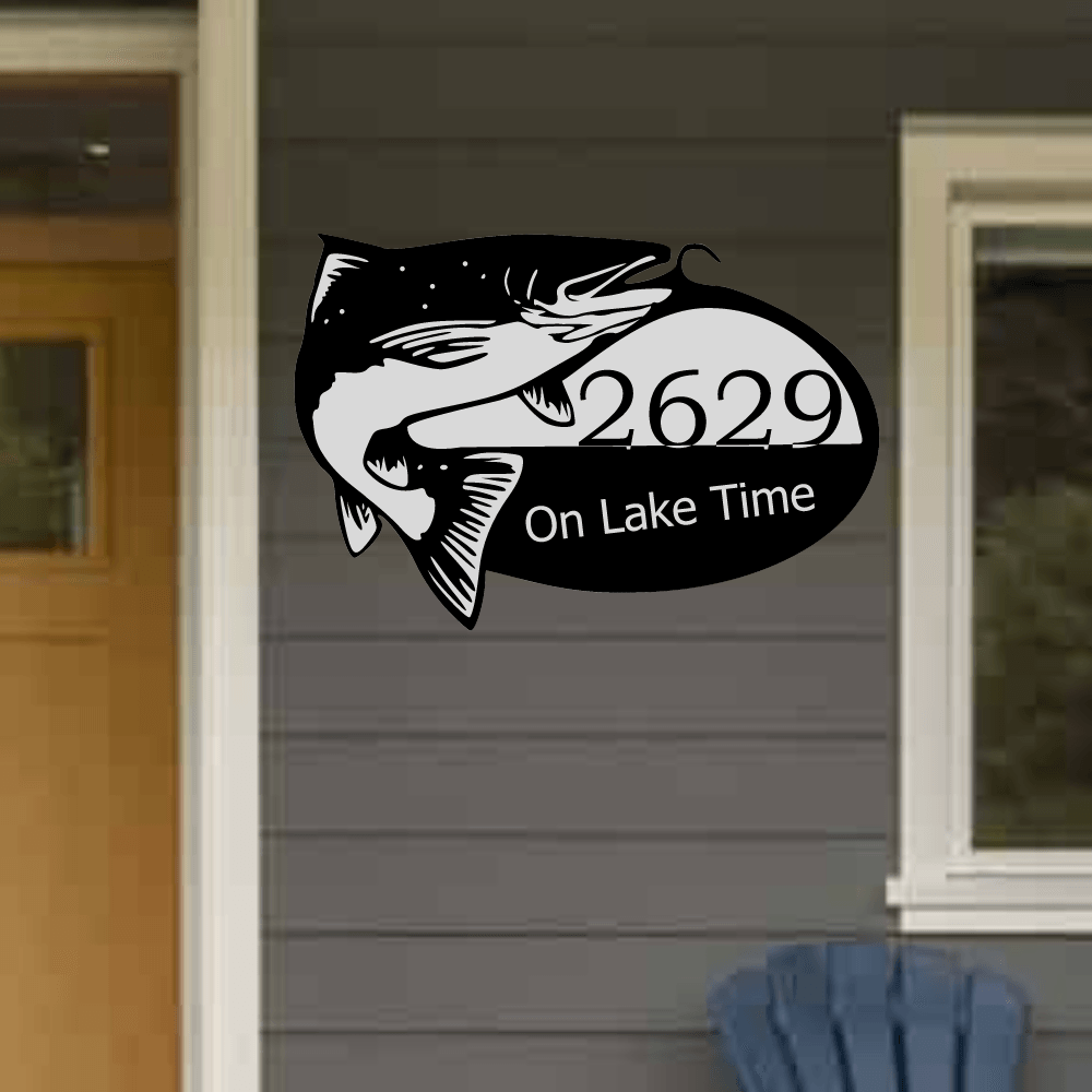 Trout dish address sign - Northern Hart Designs