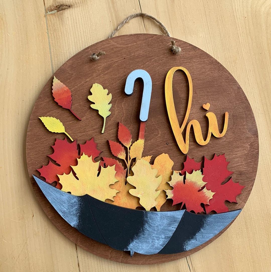 Umbrella and leaves fall decor - Northern Heart Designs