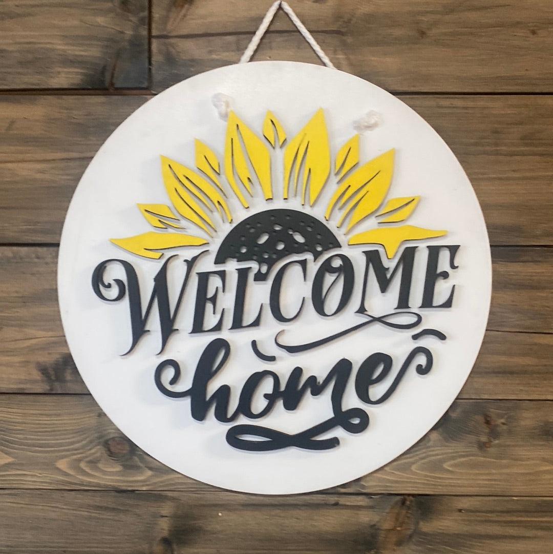 Welcome Home Sunflower Door Hanger - Northern Heart Designs