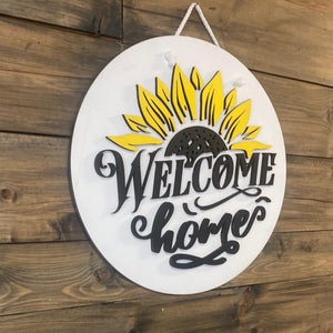 Welcome Home Sunflower Door Hanger - Northern Heart Designs