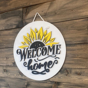 Welcome Home Sunflower Door Hanger - Northern Heart Designs
