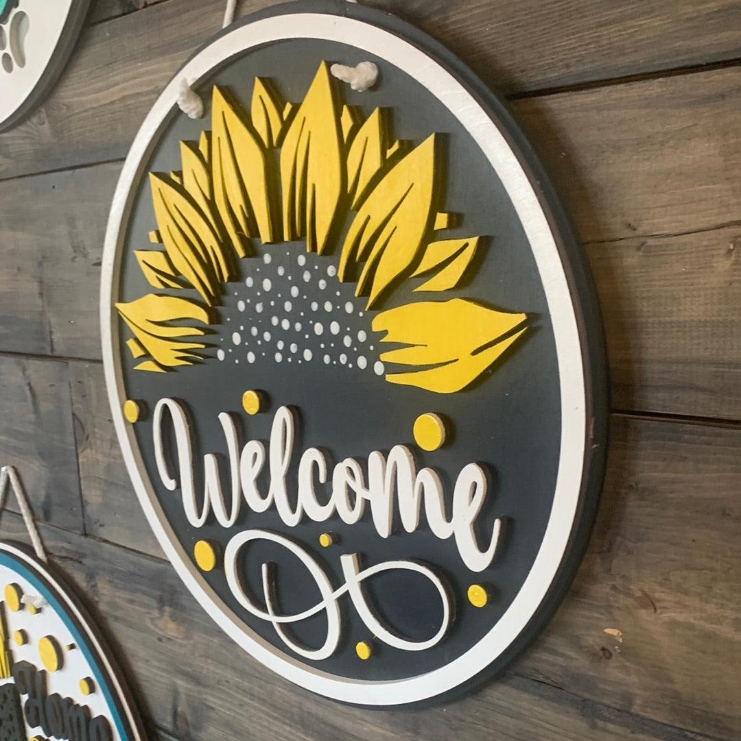 Welcome Simple Sunflower Door hanger - Northern Heart Designs
