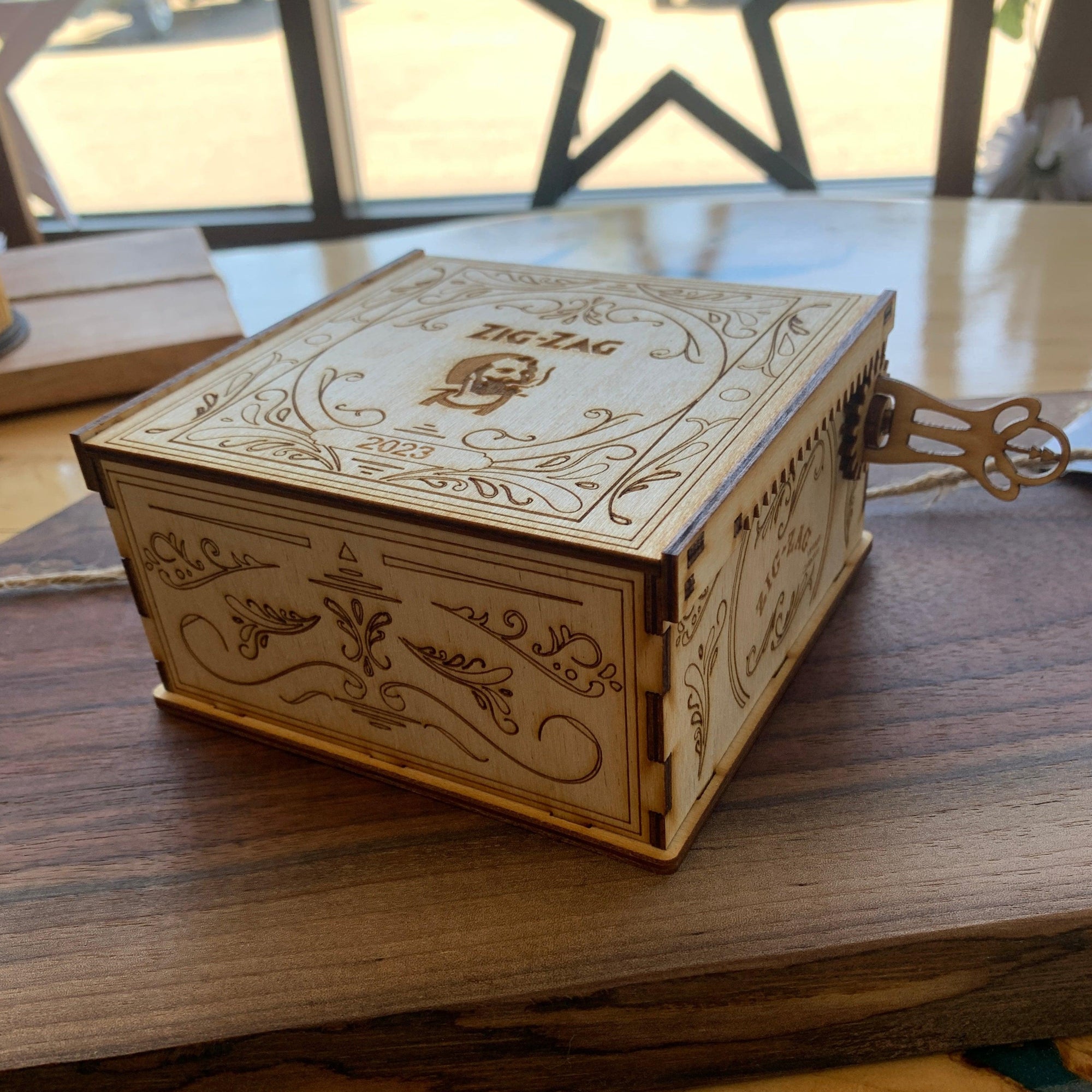 zig zag box with wood turning key - Northern Heart Designs