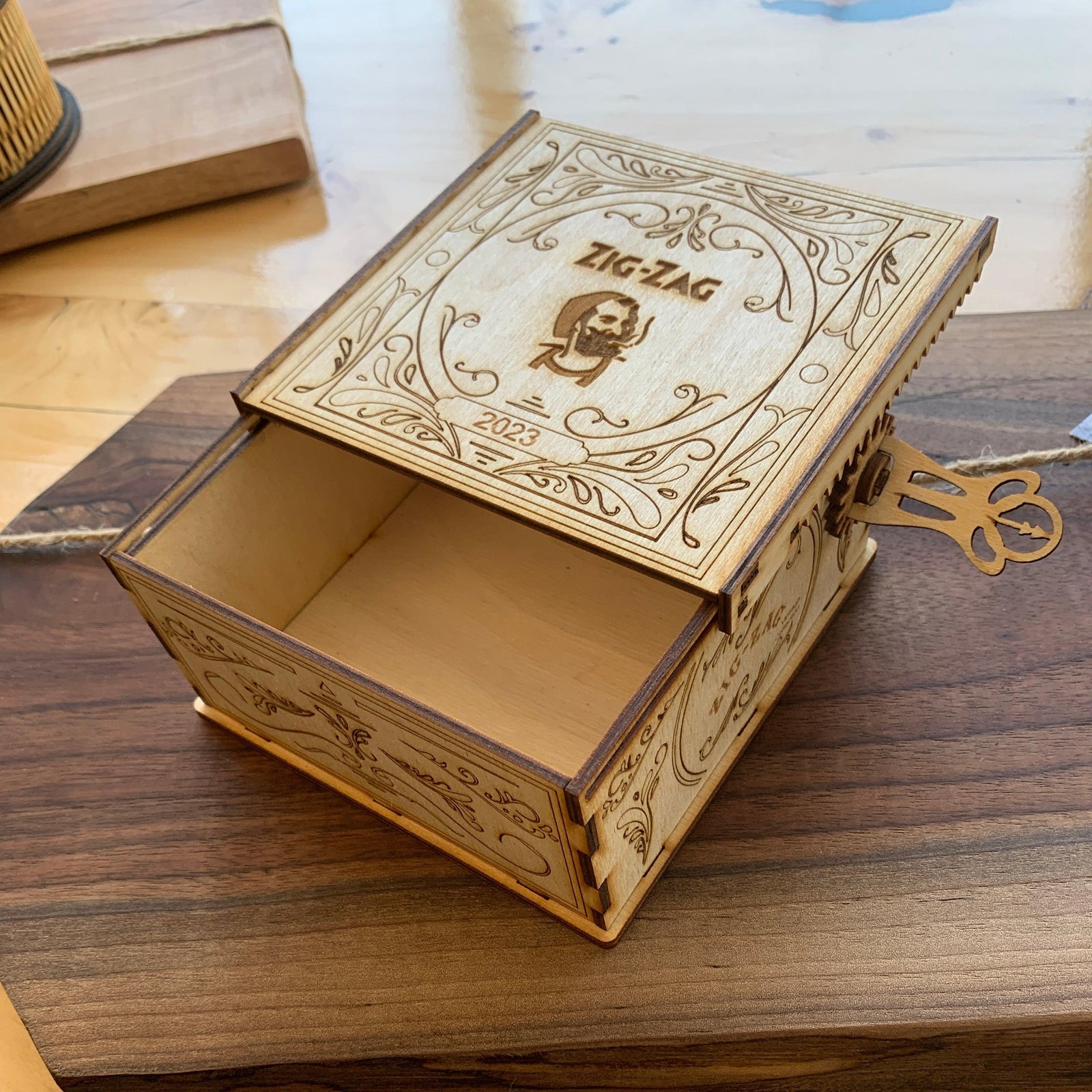 zig zag box with wood turning key - Northern Heart Designs