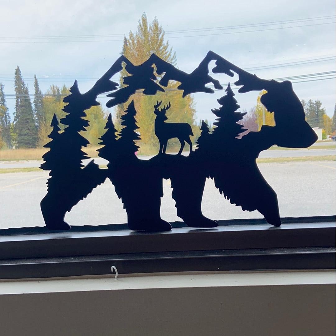 Bear with Scenic Deer in Mountains - Northern Heart Designs