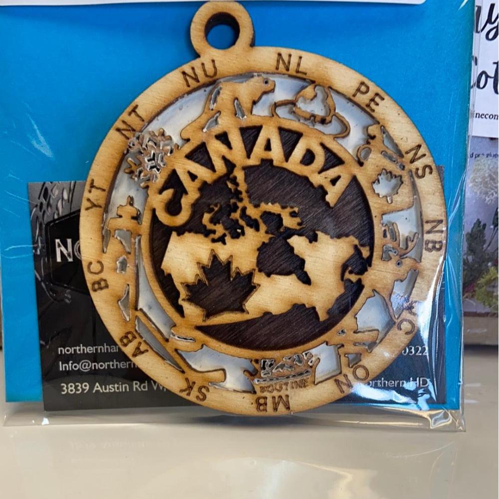 Canada w/provinces ornament - Northern Heart Designs
