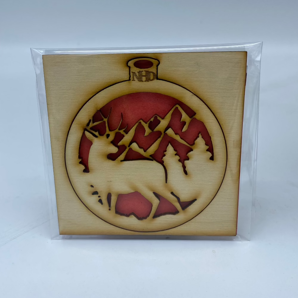 deer and mountains ornament - Northern Heart Designs