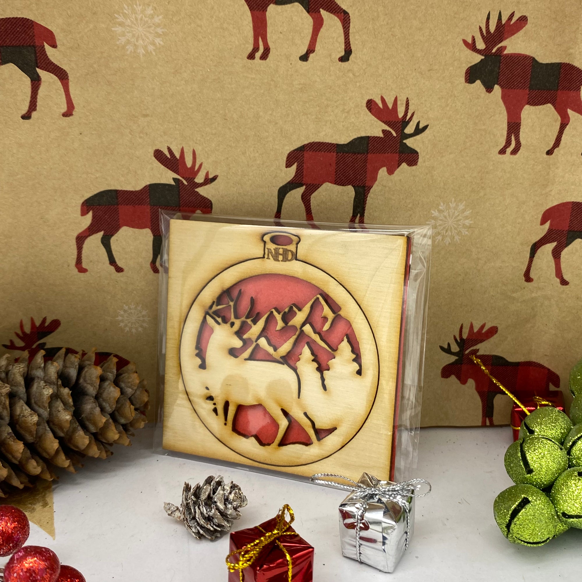 deer and mountains ornament - Northern Heart Designs