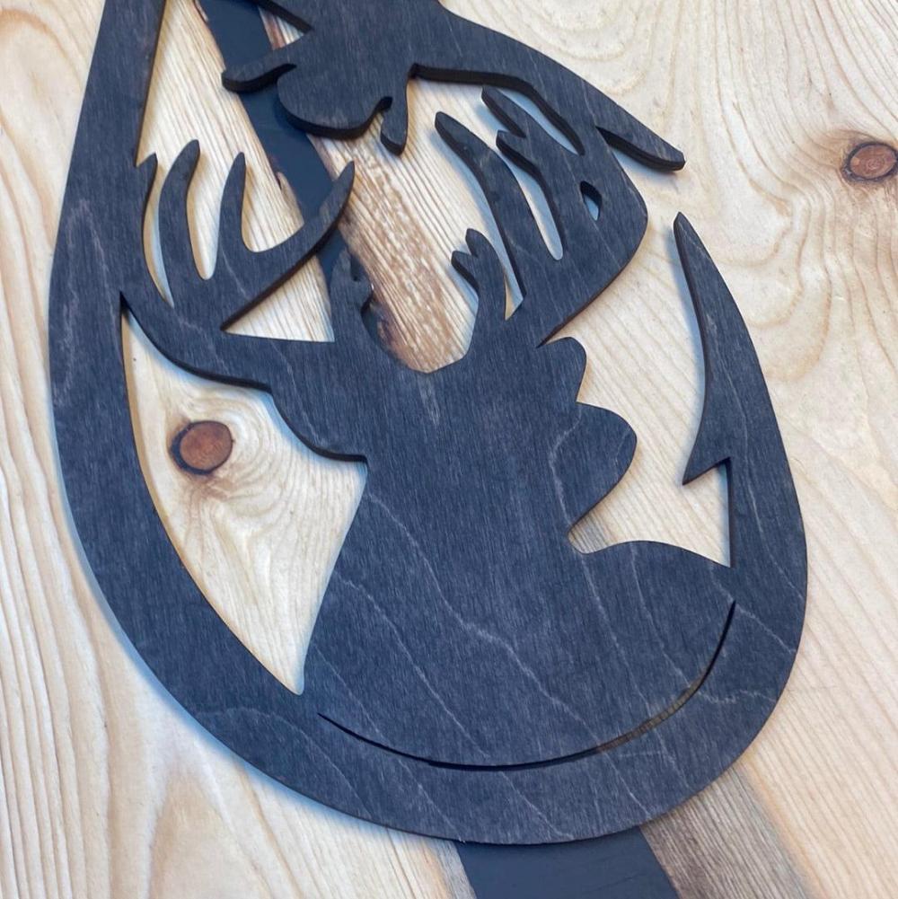 Deer in Fishing Hook with Goose - Northern Heart Designs