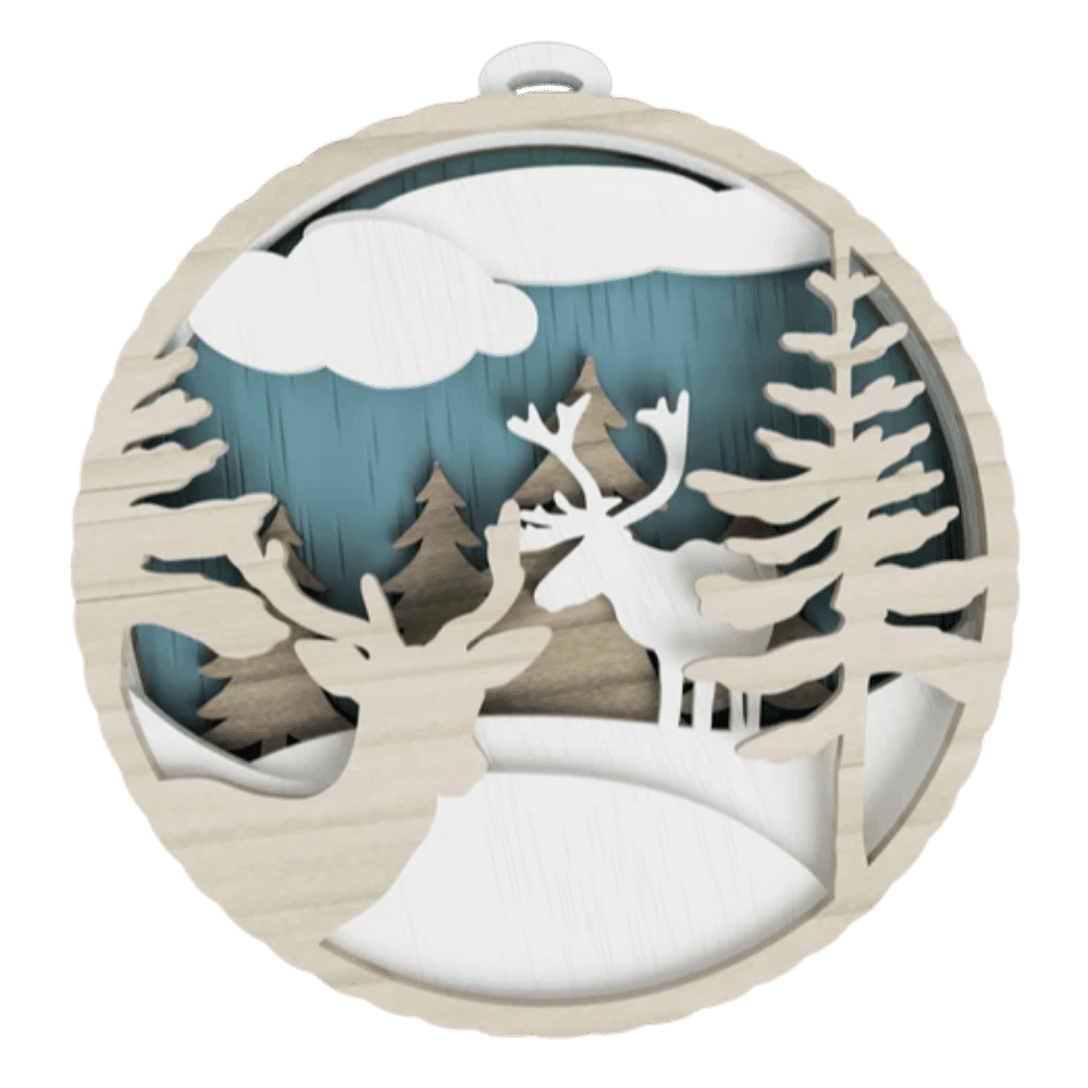 DIY ornament with 2 Deer - Northern Heart Designs