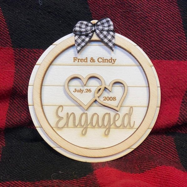 Engaged Ornament | Custom Laser Engraved Wood - Northern Hart Designs