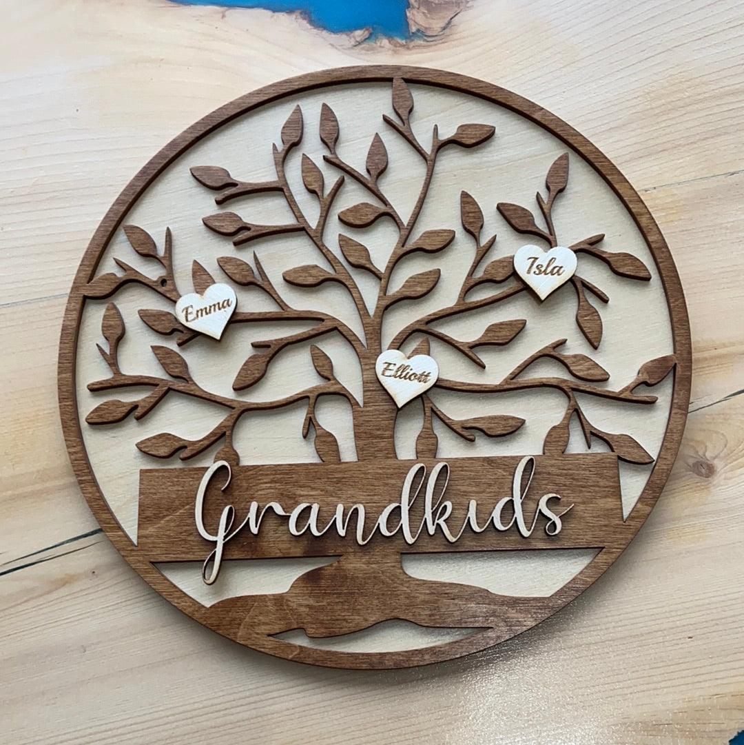 Family Tree Sign with Hearts - Northern Heart Designs