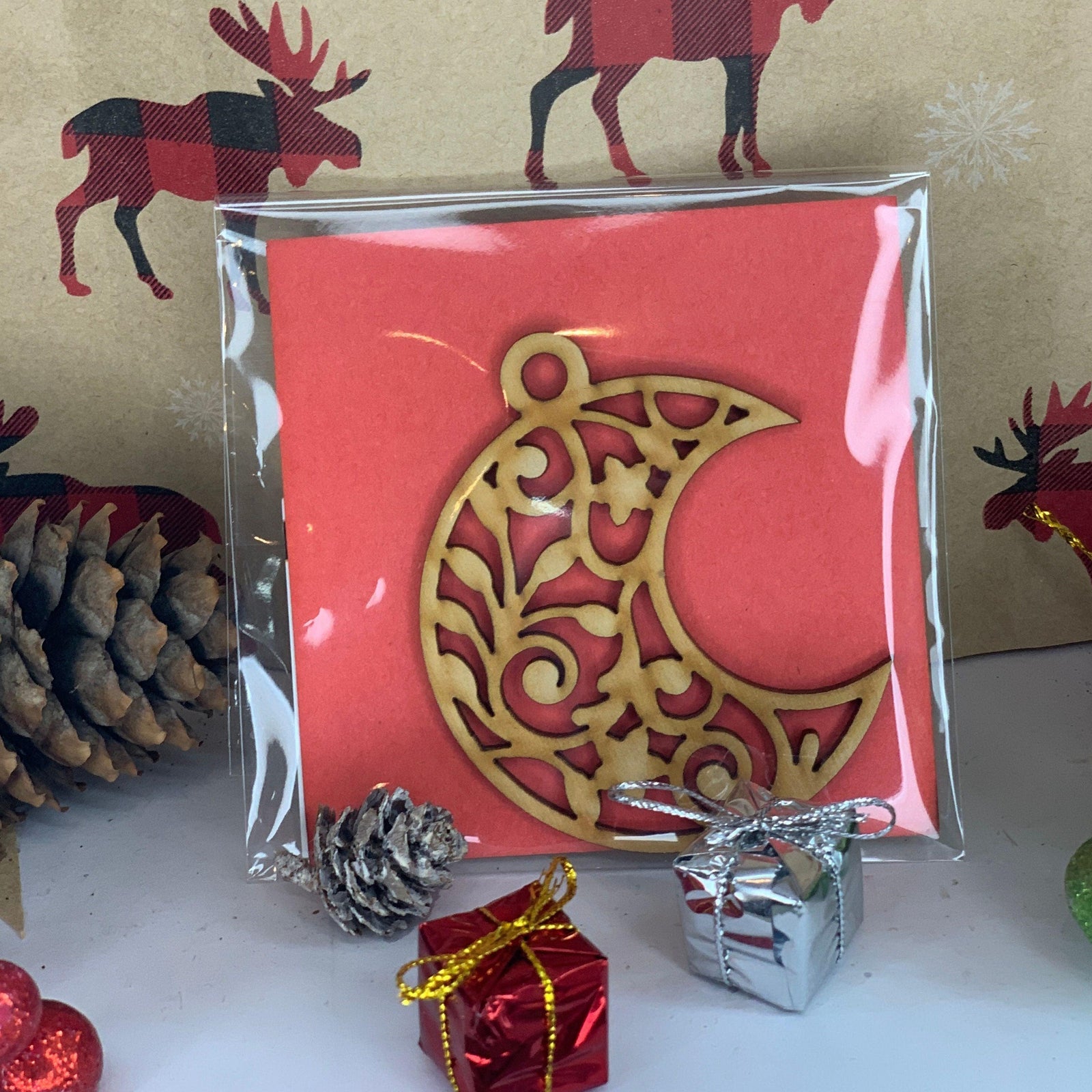 Fancy Crescent Moon Ornament - Northern Heart Designs