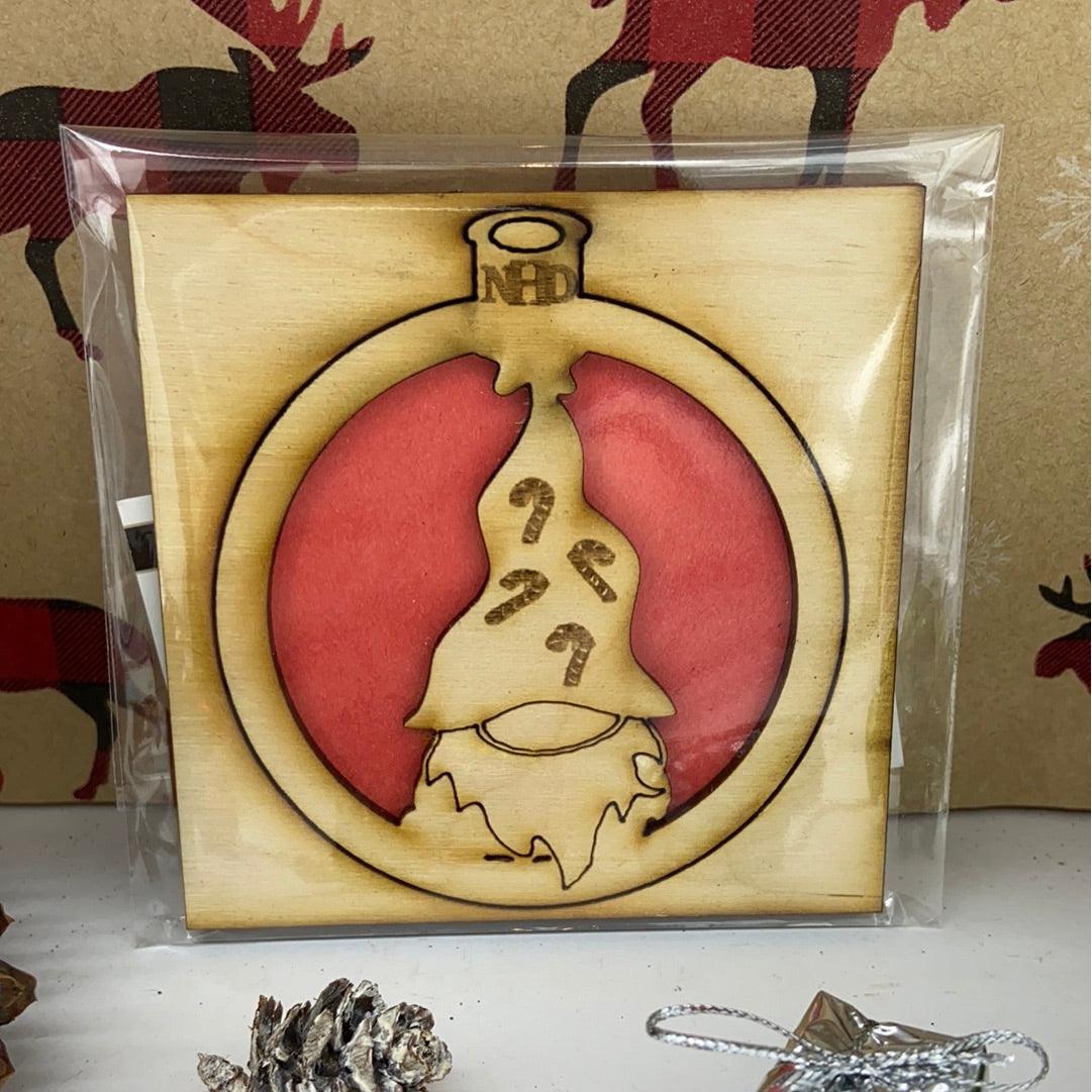 gnome w/candy cane hat ornament - Northern Heart Designs