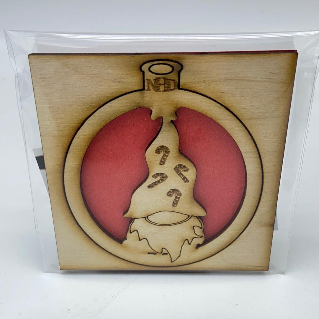 gnome w/candy cane hat ornament - Northern Heart Designs