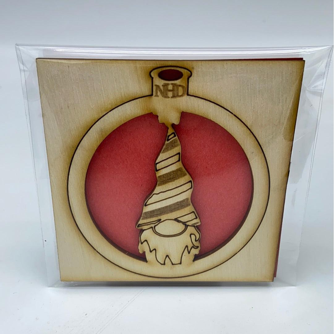 gnome w/stripe hat ornament - Northern Heart Designs
