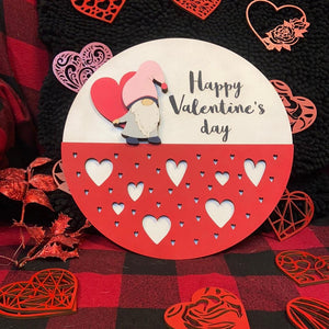 Happy Valentines with gnome and heart - Northern Heart Designs
