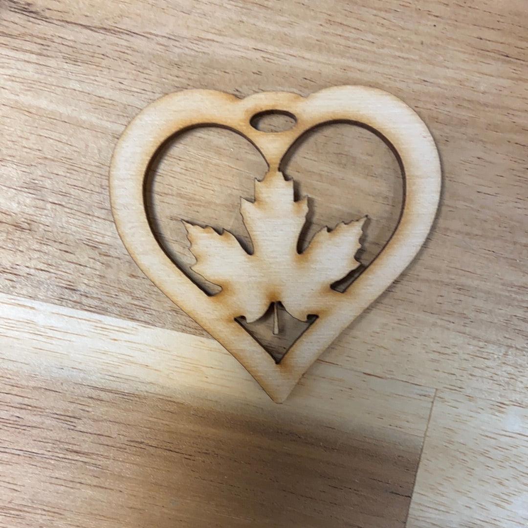 heart key tag w/ maple leaf - Northern Heart Designs