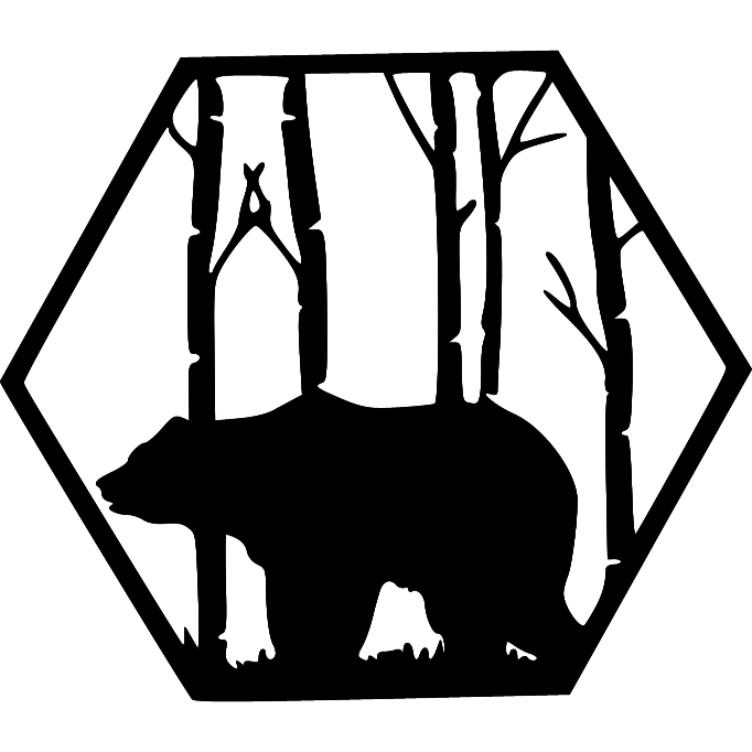 Hexagon with Bear in Forest - Northern Hart Designs