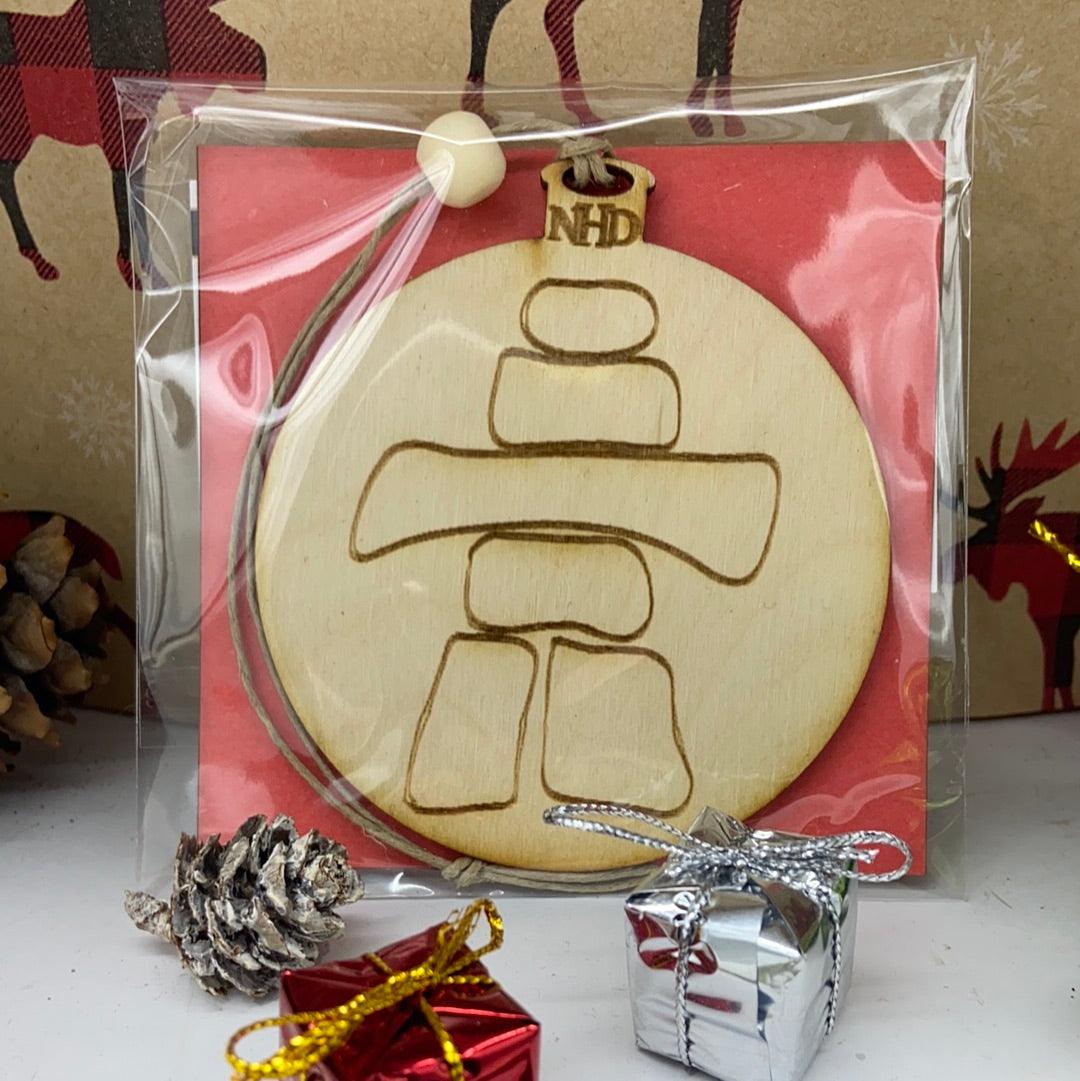 Inukshuk Round Ornament - Northern Heart Designs
